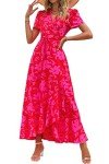 Boho Floral V Neck Summer Maxi Dress