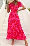 Boho Floral V Neck Summer Maxi Dress
