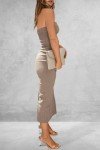 Khaki Strapless Summer Bodycon Maxi Dress for All