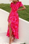 Boho Floral V Neck Summer Maxi Dress