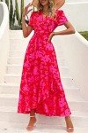 Boho Floral V Neck Summer Maxi Dress