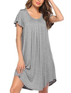 Ekouaer Soft Grey Short Sleeve Nightgown 3XL