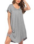 Ekouaer Soft Grey Short Sleeve Nightgown 3XL
