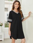 Ekouaer Women's Cotton V-Neck Color Block Nightgown