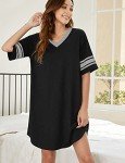Ekouaer Women's Cotton V-Neck Color Block Nightgown