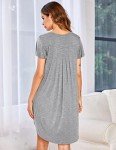 Ekouaer Soft Grey Short Sleeve Nightgown 3XL