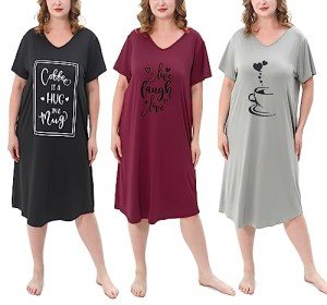 Plus Size Women's Soft Print Nightgown Set