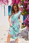 Ekouaer Soft Blue Flower Long Nightgown for Women