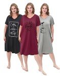 Plus Size Women's Soft Print Nightgown Set