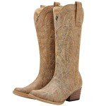 HISEA Women's Embroidered Cowboy Boots - Pointy Toe