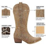 HISEA Women's Embroidered Cowboy Boots - Pointy Toe
