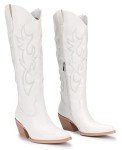 Women's White Cowboy Boots - Wide Calf & Retro Style
