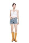 Yellow Chunky Block Heel Mid Calf Boots for Women