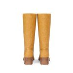 Yellow Chunky Block Heel Mid Calf Boots for Women