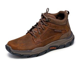 Skechers Men's Leather Lace-Up Mid Top Shoes