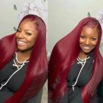 Burgundy HD Lace Frontal Straight Human Hair Wig