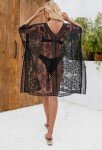 Lace V-Neck Black Swimwear Cover-Up Dress