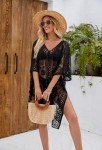 Lace V-Neck Black Swimwear Cover-Up Dress