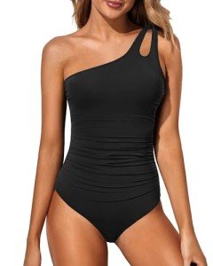 One Shoulder Tummy Control One Piece Swimsuit