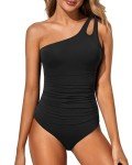 One Shoulder Tummy Control One Piece Swimsuit