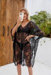 Lace V-Neck Black Swimwear Cover-Up Dress