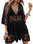 Eomenie Women's V-Neck Lace Swim Cover-Up Dress