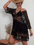 Eomenie Women's V-Neck Lace Swim Cover-Up Dress