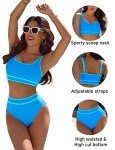 Color Block High Waisted Bikini Set for Women