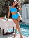 Color Block High Waisted Bikini Set for Women