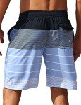 ELETOP Men's Quick Dry Swim Trunks - Blue Stripe