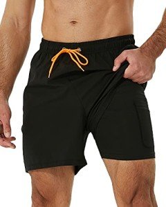 SILKWORLD Men's 2-in-1 Quick-Dry Swim Shorts