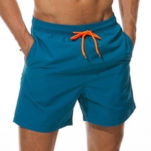 Men's Peacock Blue Surf Swim Shorts with Mesh Liner