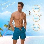 Men's Peacock Blue Surf Swim Shorts with Mesh Liner