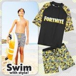 Fortnite Swim Trunks and Rash Guard Set for Boys