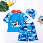 Shark Pattern Boys' Swimwear Set with Hat