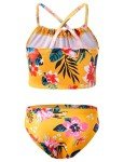 Girls' Yellow Floral Print Tankini Swimsuit 2T-3T
