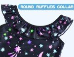 Girls Black Star Ruffled One-Piece Swimsuit