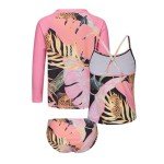 3 Piece Girls Jungle Tankini Swimsuit Set