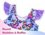 Purple Butterfly Ruffled One-Piece Swimsuit for Girls