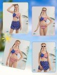 USA Flag 3-Piece Girls Swimsuit Set