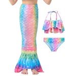 3-Piece Girls Swimsuit Set with Cover-Up Skirt
