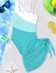 Color Block One-Piece Swimsuit for Girls 16-18