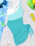 Color Block One-Piece Swimsuit for Girls 16-18