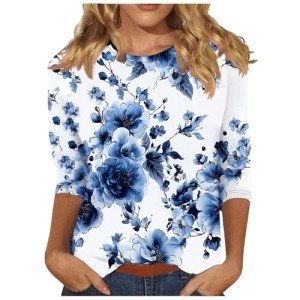 Turquoise 3/4 Sleeve Frill Crop Top for Women