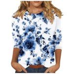 Turquoise 3/4 Sleeve Frill Crop Top for Women