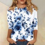 Turquoise 3/4 Sleeve Frill Crop Top for Women