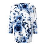Turquoise 3/4 Sleeve Frill Crop Top for Women