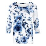 Turquoise 3/4 Sleeve Frill Crop Top for Women