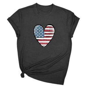 Women's Patriotic American Flag Short Sleeve Shirt