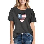 Women's Patriotic American Flag Short Sleeve Shirt